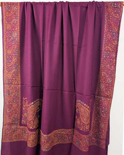 Embroidered Wool With 4 Sided Border Shawl