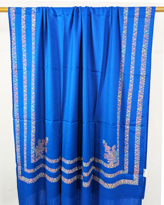 Embroidered Wool With 4 Sided Border Shawl (Ready To Wear)