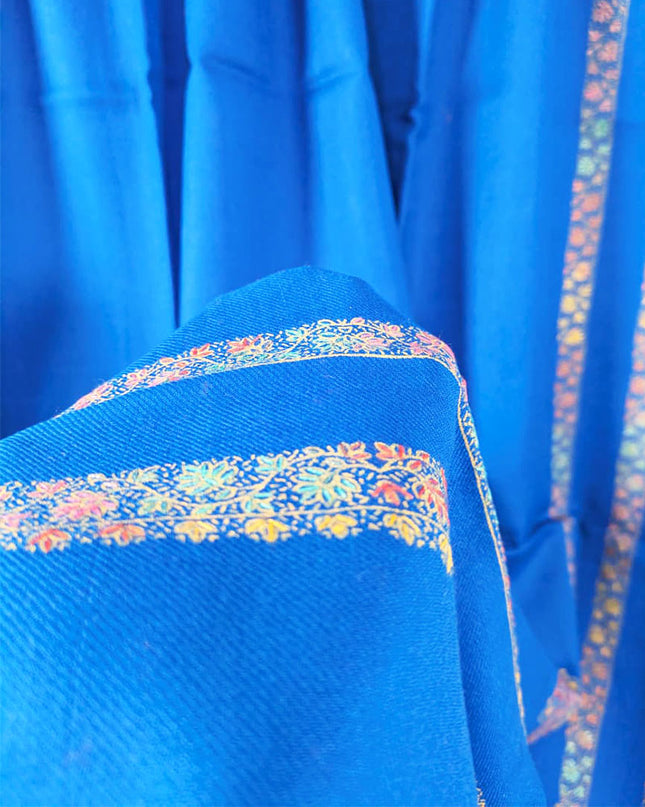 Embroidered Wool With 4 Sided Border Shawl (Ready To Wear)