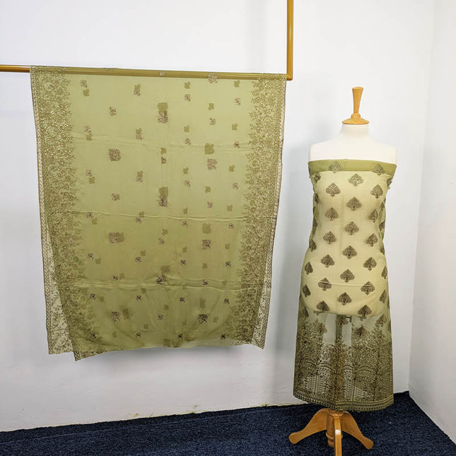 Embroidered Organza Sitara  Work With Chiffon Dupatta Work