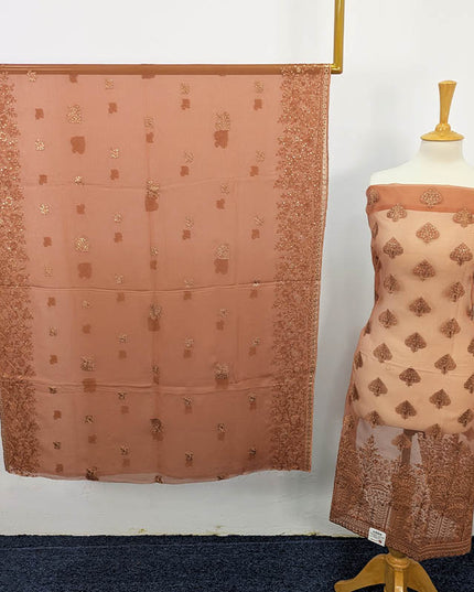 Organza Dress 4PC Unstitched – Chiffon Dupatta | Apka Libas