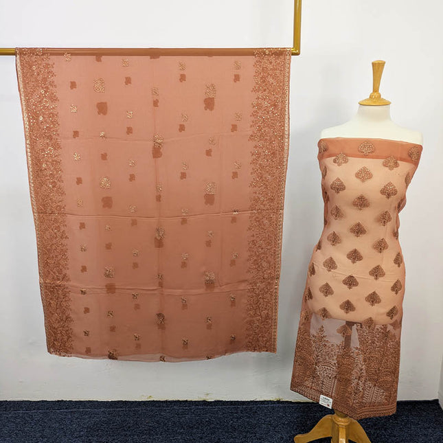 Organza Dress 4PC Unstitched – Chiffon Dupatta | Apka Libas