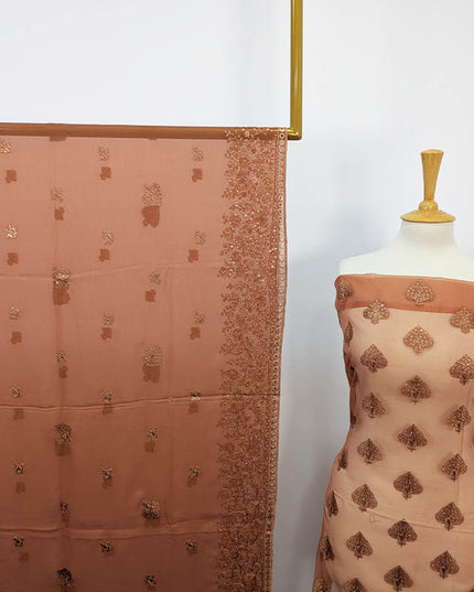 Embroidered Organza With Chiffon Dupatta 4PC Unstitched