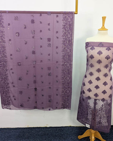 Organza Dress 4PC Unstitched – Chiffon Dupatta | Apka Libas