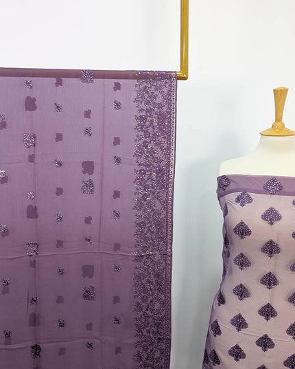 Embroidered Organza With Chiffon Dupatta 4PC Unstitched