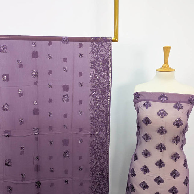 Embroidered Organza With Chiffon Dupatta 4PC Unstitched