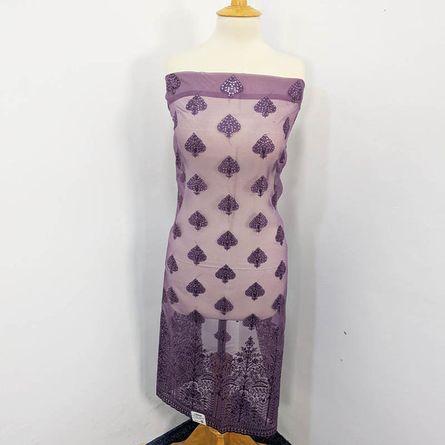 Embroidered Organza With Chiffon Dupatta 4PC Unstitched