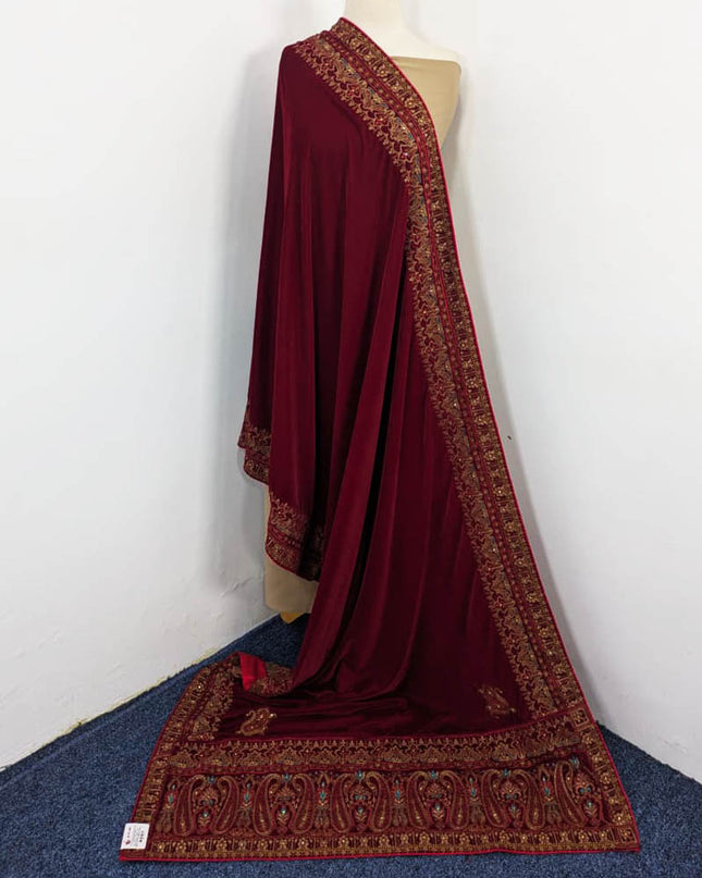Luxury Bareeza Style Velvet Shawl (Ready To Wear)