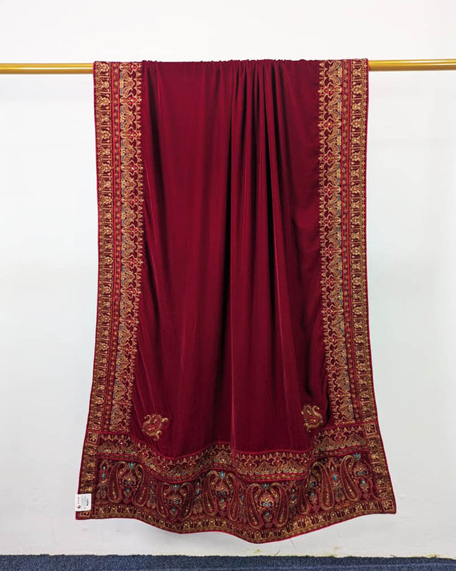 Luxury Bareeza Style Velvet Shawl (Ready To Wear)