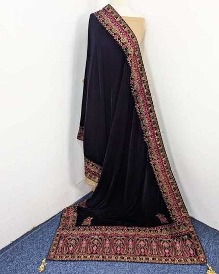 Luxury Bareeza Style Velvet Shawl (Ready To Wear)