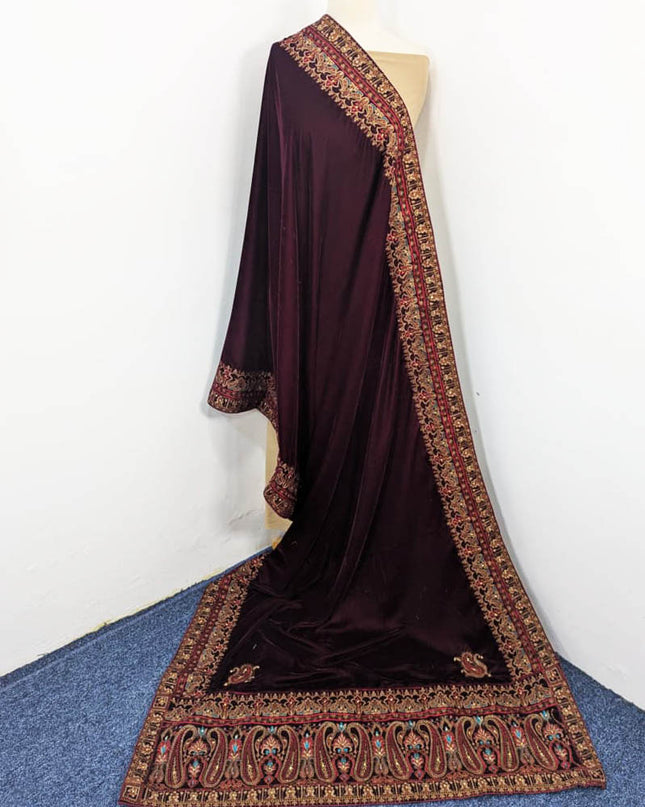Luxury Bareeza Style Velvet Shawl (Ready To Wear)