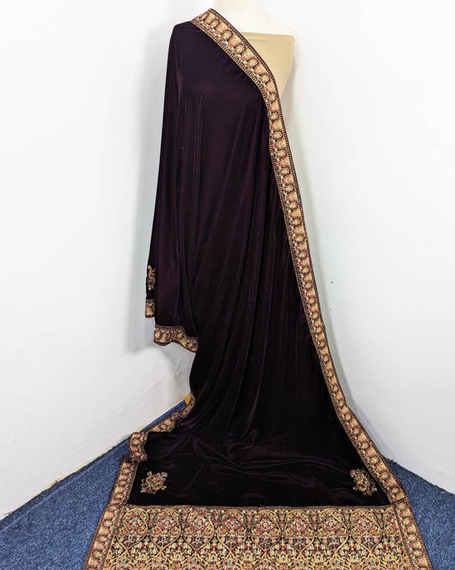 Exquisite Velvet Shawl with Bareeza Style Work