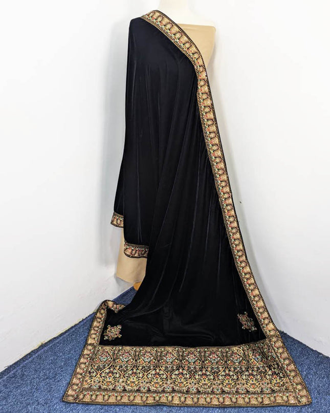 Exquisite Velvet Shawl with Bareeza Style Work