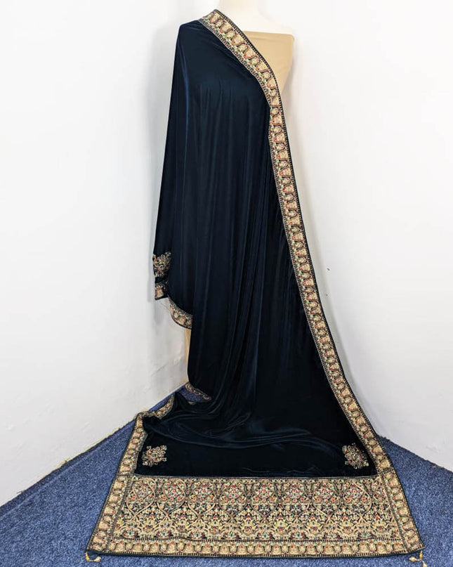 Exquisite Velvet Shawl with Bareeza Style Work