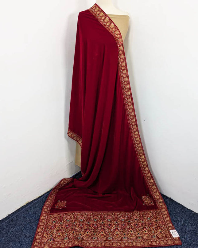 Exquisite Velvet Shawl with Bareeza Style Work