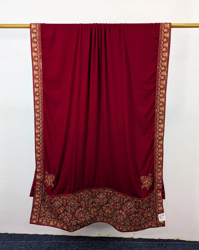 Exquisite Velvet Shawl with Bareeza Style Work