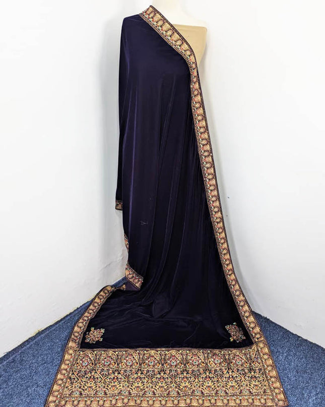 Exquisite Velvet Shawl with Bareeza Style Work