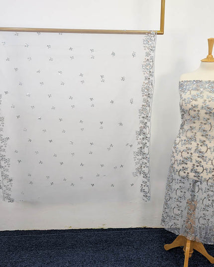 Fancy Net With Embroidered Sitara Work  2PC Unstitched