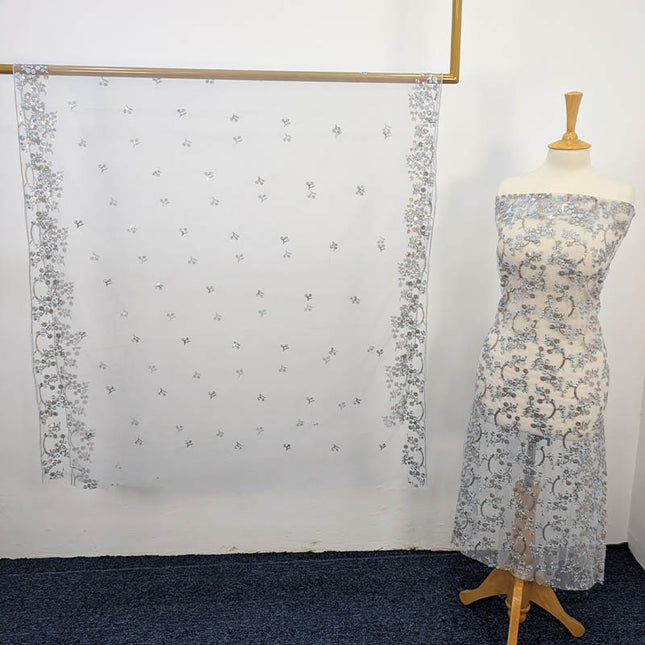 Fancy Net With Embroidered Sitara Work  2PC Unstitched