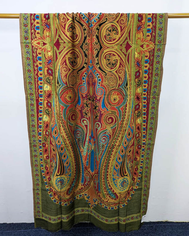 Luxury Shah Jahan Style Work Kani Silk Shawl (Ready To Wear)