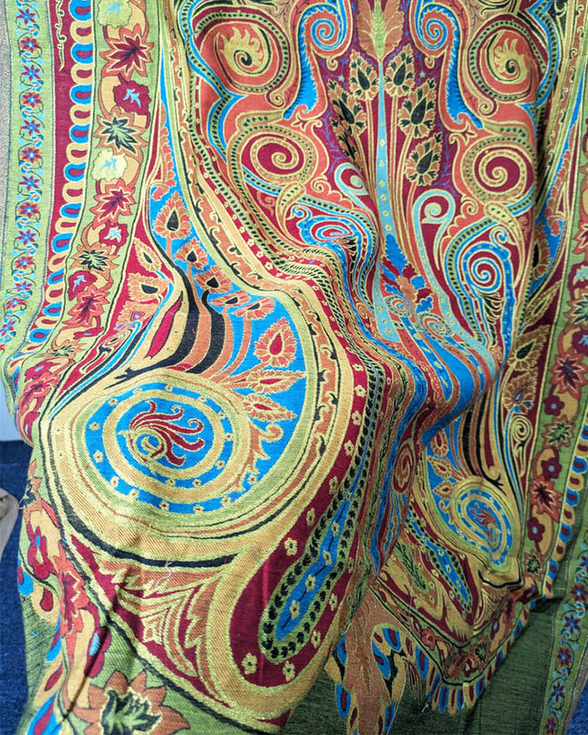 Luxury Shah Jahan Style Work Kani Silk Shawl (Ready To Wear)