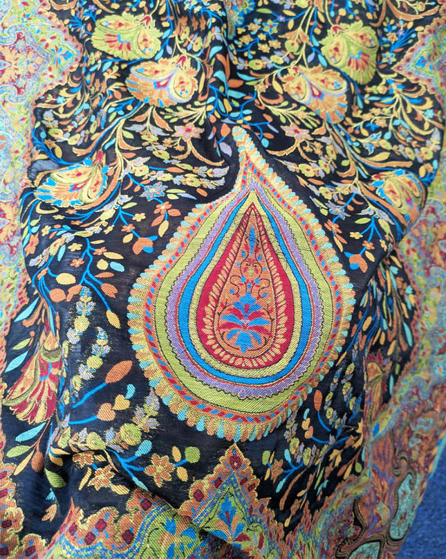 Shah Jahan Style Work Kani Silk Shawl (Ready To Wear)