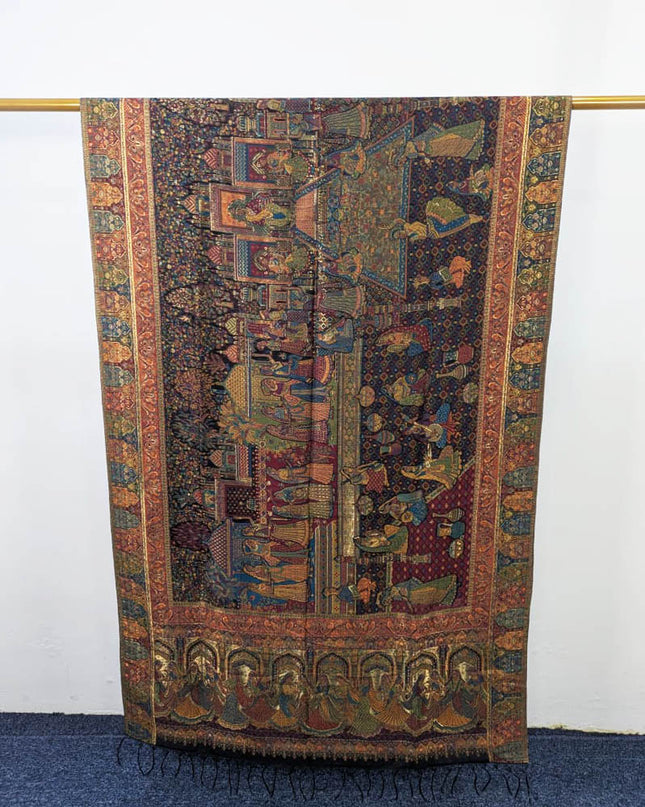 Fancy Moon Light Kani Silk Shawl (Ready To Wear)