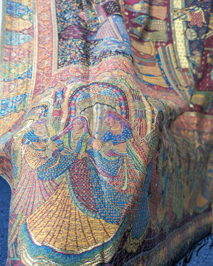 Fancy Moon Light Kani Silk Shawl (Ready To Wear)