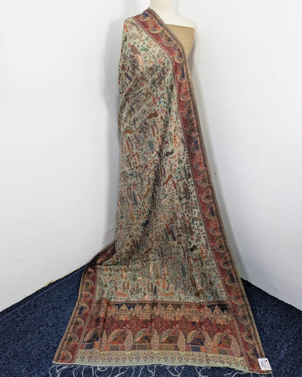 Exquisite Moon Light Kani Silk Shawl (Ready To Wear)