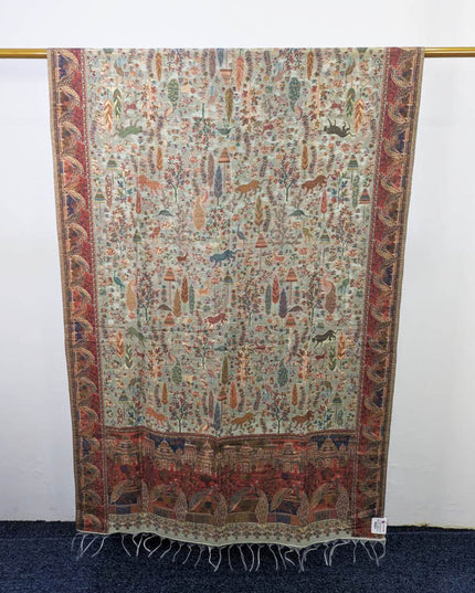 Exquisite Moon Light Kani Silk Shawl (Ready To Wear)