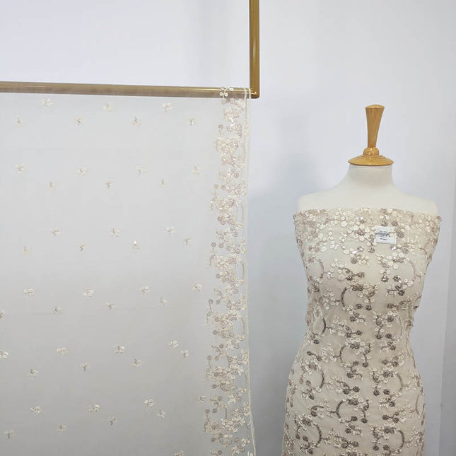Fancy Net With Embroidered Sitara Work  2PC Unstitched