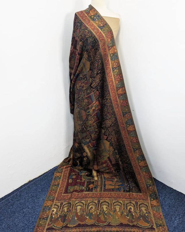 Exquisite Kani Silk Shawl with Moonlight Work