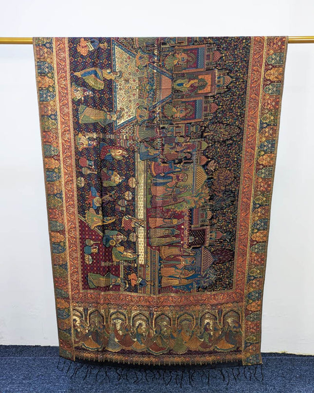 Exquisite Kani Silk Shawl with Moonlight Work