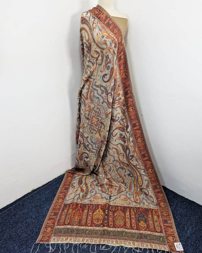 Premium Moon Light Kani Silk Shawl (Ready To Wear)