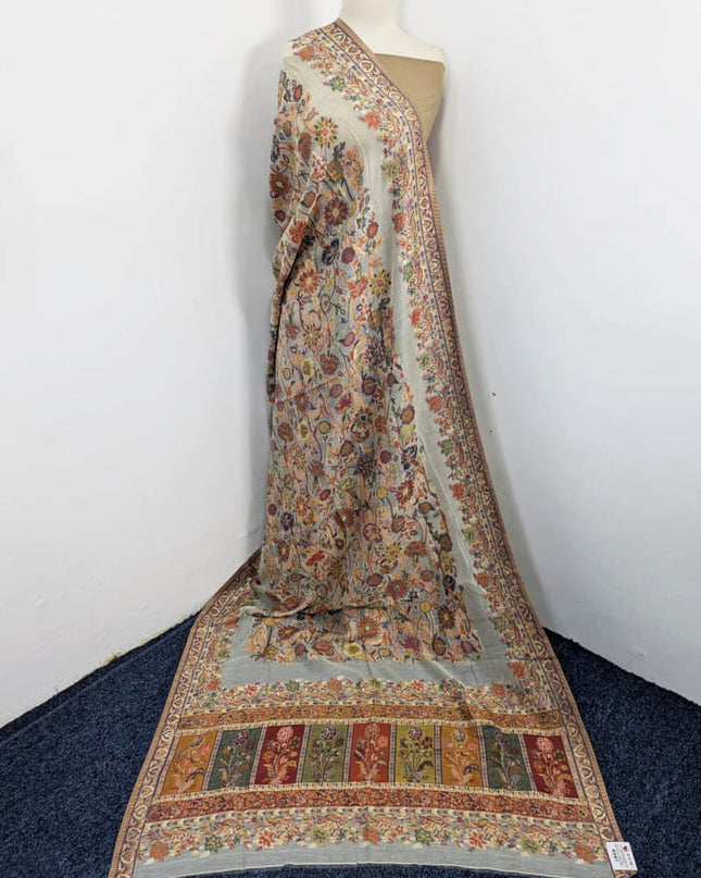 Exquisite Moon Light Kani Silk Shawl (Ready To Wear)