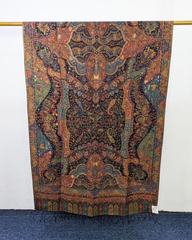 Luxury Kani Silk Shawl with Moonlight Work