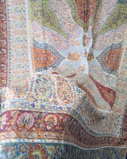 Exquisite Kani Silk Shawl with Moonlight Work