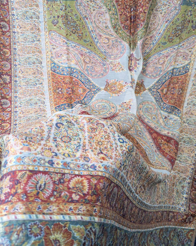 Exquisite Kani Silk Shawl with Moonlight Work