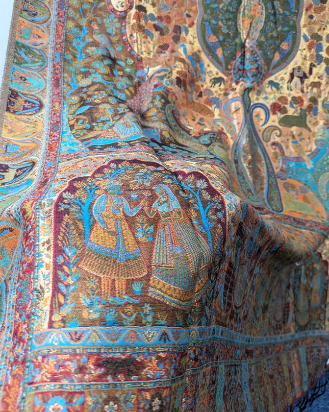 Fancy Moon Light Kani Silk Shawl (Ready To Wear)