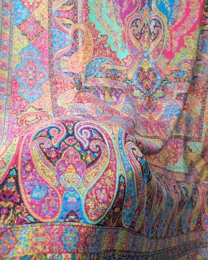 Luxury Moon Light Kani Silk Shawl (Ready To Wear)