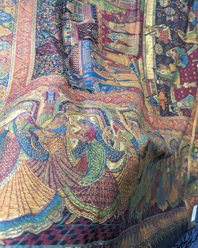 Exquisite Moon Light Kani Silk Shawl (Ready To Wear)