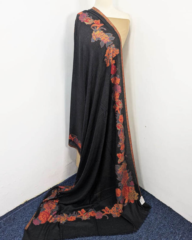 Fancy 3D Floral Work China Wool Shawl (Ready To Wear)