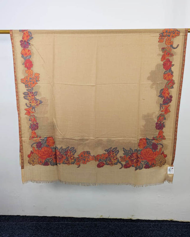 Premium 3D Floral Work China Wool Shawl