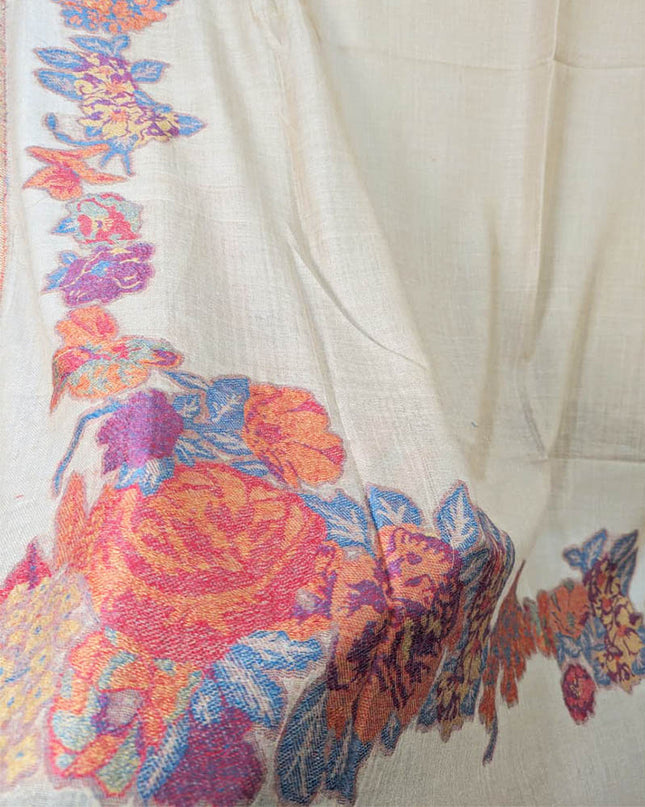 Premium 3D Floral Work China Wool Shawl