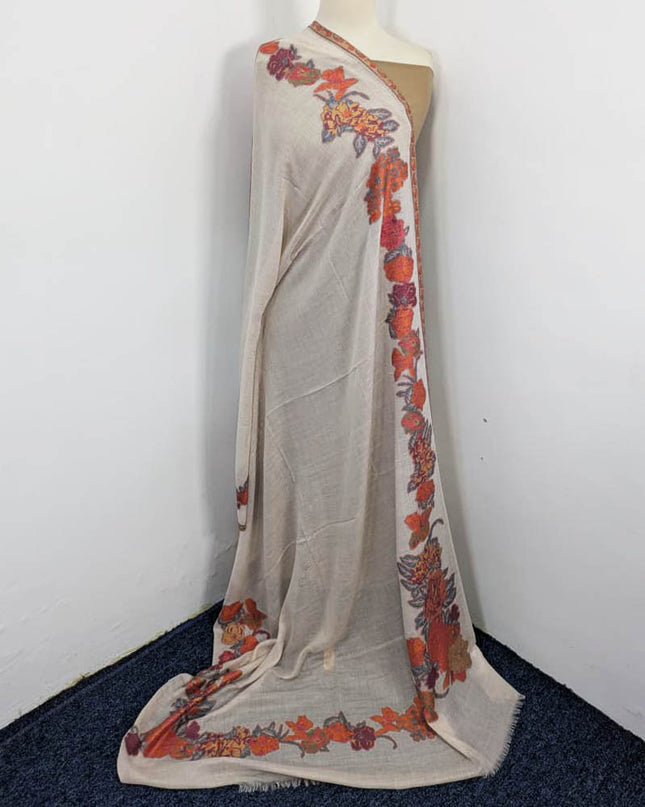 Luxury China Wool Shawl with 3D Floral Work (Ready To Wear)