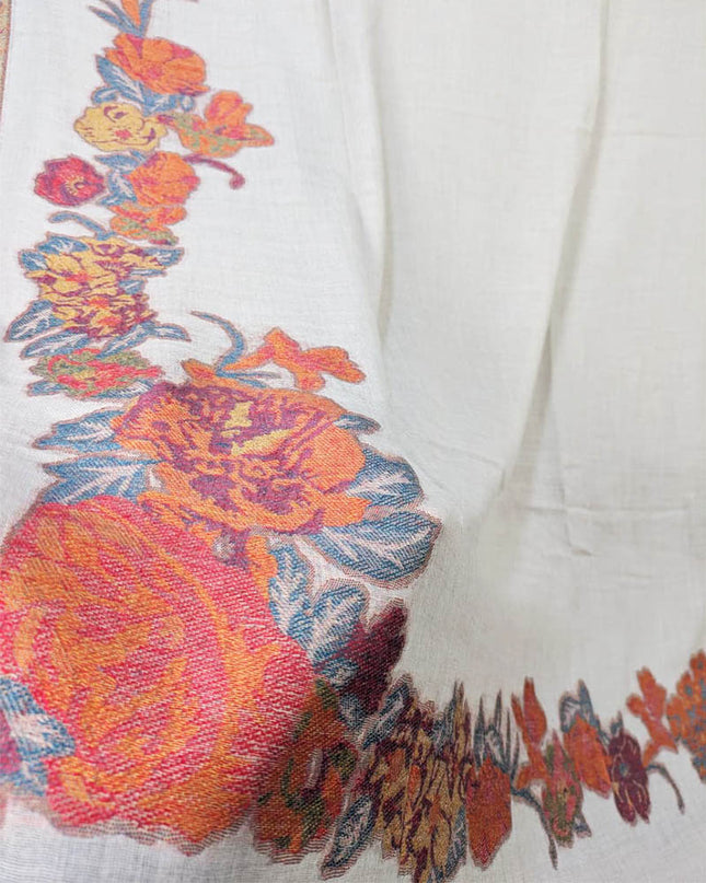 Luxury China Wool Shawl with 3D Floral Work (Ready To Wear)