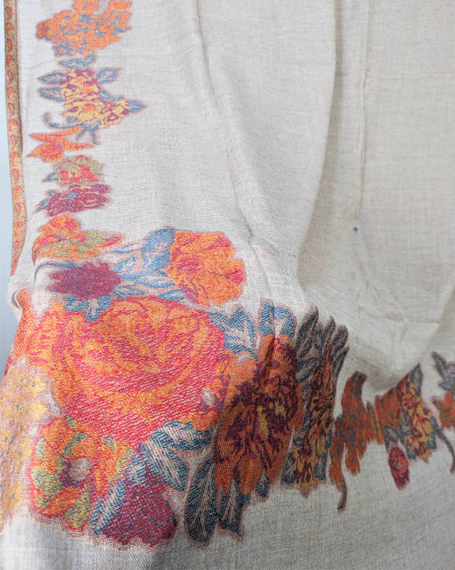 Fancy China Wool Shawl with 3D Floral Work