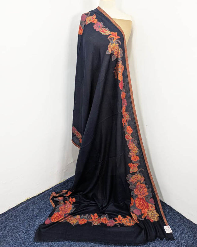 Premium 3D Floral Work China Wool Shawl (Ready To Wear)