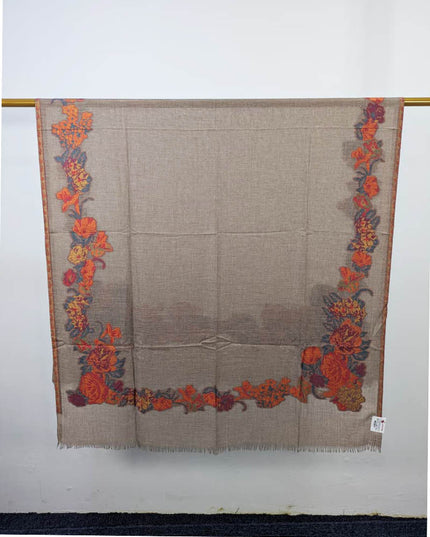Luxury 3D Floral Work China Wool Shawl (Ready To Wear)