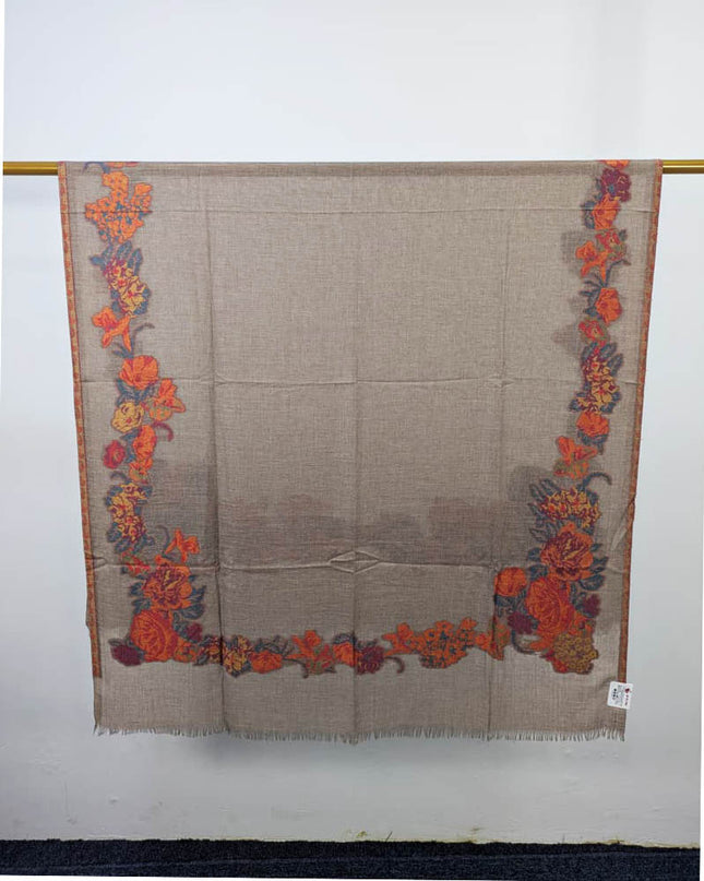 Luxury 3D Floral Work China Wool Shawl (Ready To Wear)